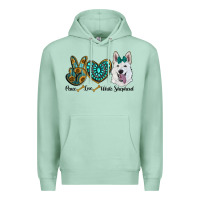 Seafoam peace love white sepherd Premium Hoodie - RanaPortraitStore