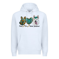 White peace love white sepherd Premium Hoodie - RanaPortraitStore