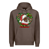 Coffee merry christmas african american santa with wreath Premium Hoodie - RanaPortraitStore