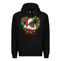 Black merry christmas african american santa with wreath Premium Hoodie - RanaPortraitStore