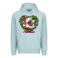 Blue Mist merry christmas african american santa with wreath Premium Hoodie - RanaPortraitStore