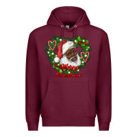 Burgundy merry christmas african american santa with wreath Premium Hoodie - RanaPortraitStore