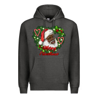 Charcoal Heather merry christmas african american santa with wreath Premium Hoodie - RanaPortraitStore