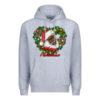 Heather Grey merry christmas african american santa with wreath Premium Hoodie - RanaPortraitStore