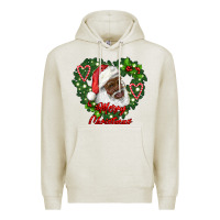 Oatmeal Heather merry christmas african american santa with wreath Premium Hoodie - RanaPortraitStore
