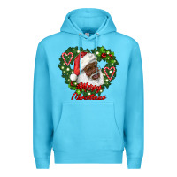 Ocean Blue merry christmas african american santa with wreath Premium Hoodie - RanaPortraitStore