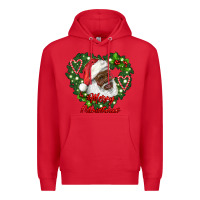 Red merry christmas african american santa with wreath Premium Hoodie - RanaPortraitStore
