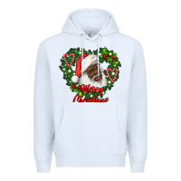 White merry christmas african american santa with wreath Premium Hoodie - RanaPortraitStore