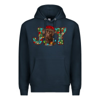 Navy labrador retriever christmas joy Premium Hoodie - RanaPortraitStore