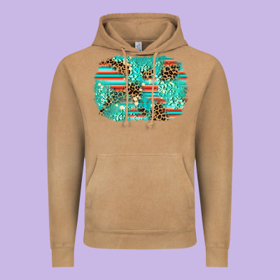Leopard Turquoise Glitter Background Vintage Hoodie Designed By Adodesignshop