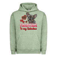 Pigment Oil Green my frenchie is my valentine Urban Hoodie - RanaPortraitStore