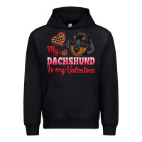 Black my dachshund is my valentine Urban Hoodie - RanaPortraitStore