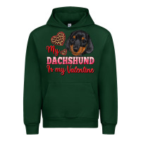 Forest Green my dachshund is my valentine Urban Hoodie - RanaPortraitStore