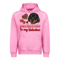 Fuchsia Pink my dachshund is my valentine Urban Hoodie - RanaPortraitStore