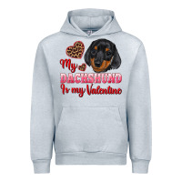 Heather Grey my dachshund is my valentine Urban Hoodie - RanaPortraitStore