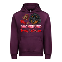 Mauve Wine my dachshund is my valentine Urban Hoodie - RanaPortraitStore