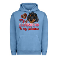 Pigment Pebble Blue my dachshund is my valentine Urban Hoodie - RanaPortraitStore