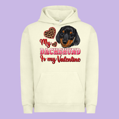 My Dachshund Is My Valentine Urban Hoodie Designed By Ranaportraitstore