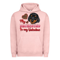 Pigment Salmon my dachshund is my valentine Urban Hoodie - RanaPortraitStore