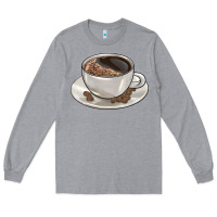 Heather Grey coffee  americano Long Sleeve Tee - BarkalooDesign