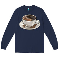 Navy coffee  americano Long Sleeve Tee - BarkalooDesign