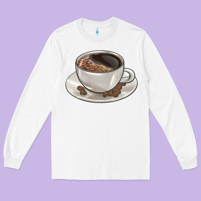 Coffee  Americano Long Sleeve Tee Designed By Barkaloodesign