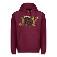 Burgundy dachshund puppy christmas joy Premium Hoodie - RanaPortraitStore