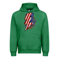 Emerald leopard american flag lightning bolt Urban Hoodie - Zillion Design Studio