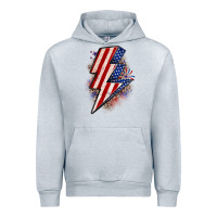 Heather Grey leopard american flag lightning bolt Urban Hoodie - Zillion Design Studio