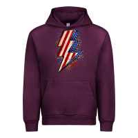 Mauve Wine leopard american flag lightning bolt Urban Hoodie - Zillion Design Studio