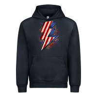 Navy leopard american flag lightning bolt Urban Hoodie - Zillion Design Studio