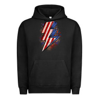 Pigment Black leopard american flag lightning bolt Urban Hoodie - Zillion Design Studio