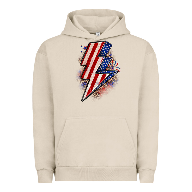 Leopard American Flag Lightning Bolt Urban Hoodie by Zillion Design Studio | Teevron