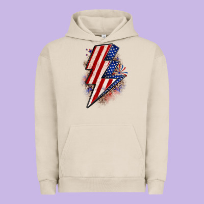 Leopard American Flag Lightning Bolt Urban Hoodie Designed By Zillion Design Studio