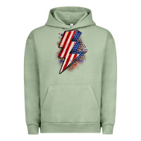 Pigment Oil Green leopard american flag lightning bolt Urban Hoodie - Zillion Design Studio