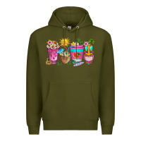 Army Green aloha coffe cups Premium Hoodie - texasbilliewilder
