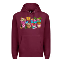 Burgundy aloha coffe cups Premium Hoodie - texasbilliewilder