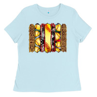 Baby Blue softball serape leopard cowhide glitter brushstrokes Ladies Tee - Artiststas