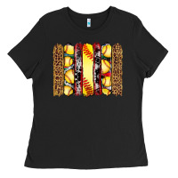 Black softball serape leopard cowhide glitter brushstrokes Ladies Tee - Artiststas