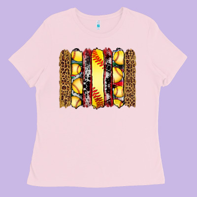 Softball Serape Leopard Cowhide Glitter Brushstrokes Ladies Tee Designed By Artiststas