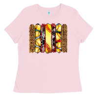 Bubblegum Pink softball serape leopard cowhide glitter brushstrokes Ladies Tee - Artiststas