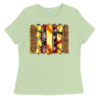 Matcha softball serape leopard cowhide glitter brushstrokes Ladies Tee - Artiststas