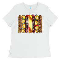 White softball serape leopard cowhide glitter brushstrokes Ladies Tee - Artiststas