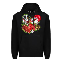 Black baseball with strawberry hearts Premium Hoodie - texasbilliewilder