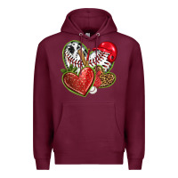 Burgundy baseball with strawberry hearts Premium Hoodie - texasbilliewilder