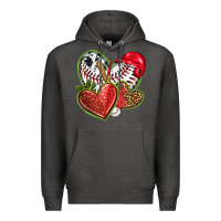 Charcoal Heather baseball with strawberry hearts Premium Hoodie - texasbilliewilder