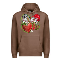 Chestnut baseball with strawberry hearts Premium Hoodie - texasbilliewilder