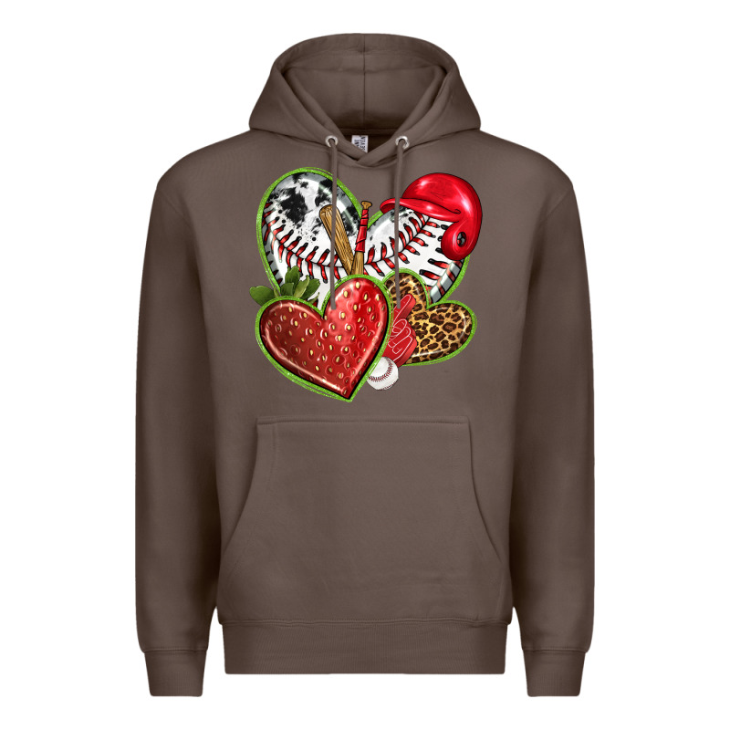 Baseball With Strawberry Hearts Premium Hoodie by texasbilliewilder | Teevron