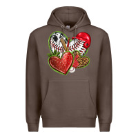 Coffee baseball with strawberry hearts Premium Hoodie - texasbilliewilder