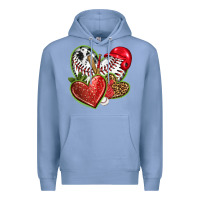 Colony Blue baseball with strawberry hearts Premium Hoodie - texasbilliewilder
